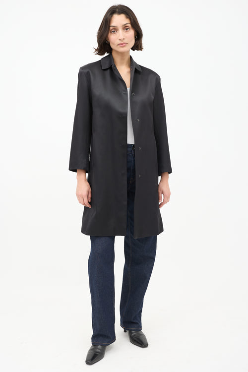 Calvin Klein Black Silk Mid Length Coat