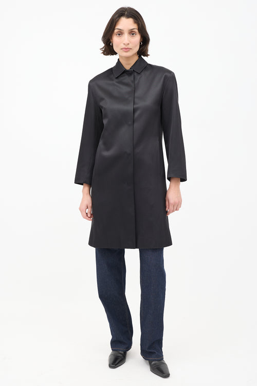 Calvin Klein Black Silk Mid Length Coat