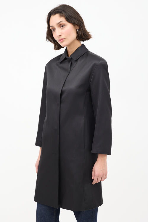 Calvin Klein Black Silk Mid Length Coat