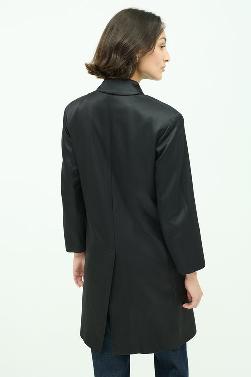 Calvin Klein Black Silk Mid Length Coat