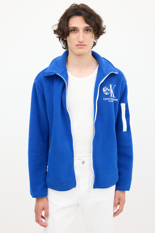 Calvin Klein Jeans Blue Fleece Logo Zip Jacket