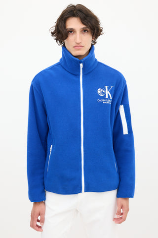 Calvin Klein Jeans Blue Fleece Logo Zip Jacket