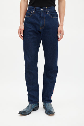 Calvin Klein Jeans Navy & Red CKJ035 Dark Wash Striped Jeans