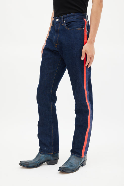Calvin Klein Jeans Navy & Red CKJ035 Dark Wash Striped Jeans