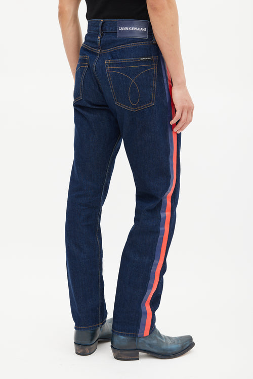 Calvin Klein Jeans Navy & Red CKJ035 Dark Wash Striped Jeans