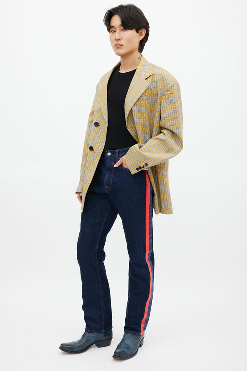 Calvin Klein Jeans Navy & Red CKJ035 Dark Wash Striped Jeans