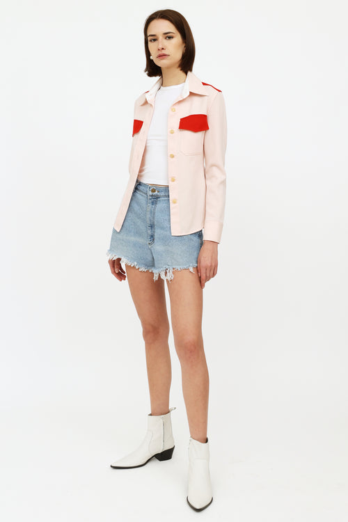 Calvin Klein 205W39NYC Pink & Red Button Up Top