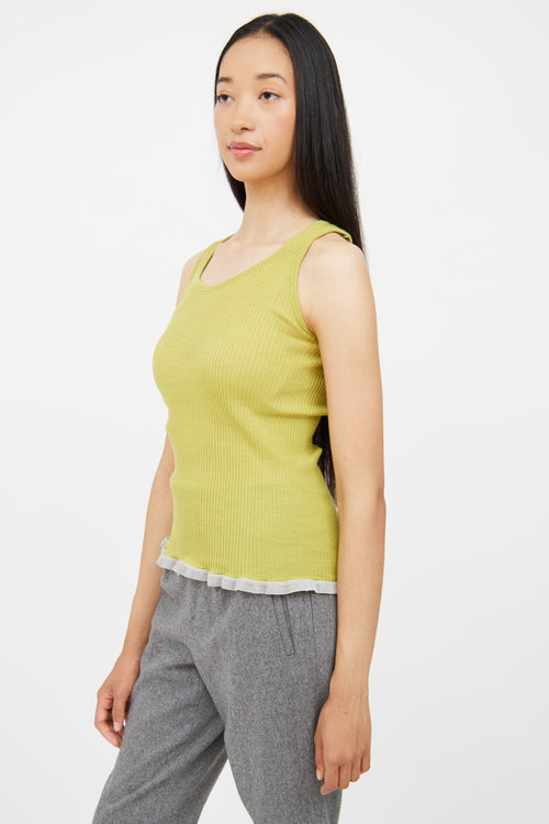 Calvin Klein Green & Grey Ribbed Button Top