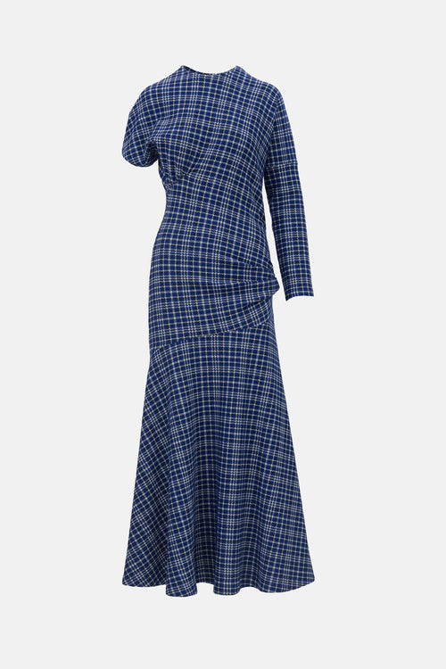 Calvin Klein 205W39NYC Asymmetrical Jersey Check Dress
