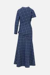 Calvin Klein 205W39NYC Asymmetrical Jersey Check Dress