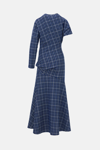 Calvin Klein 205W39NYC Asymmetrical Jersey Check Dress