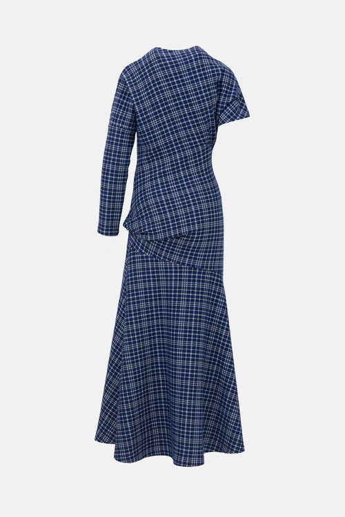 Calvin Klein 205W39NYC Asymmetrical Jersey Check Dress