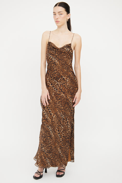 Cami NYC Brown & Black Pattern Silk Dress