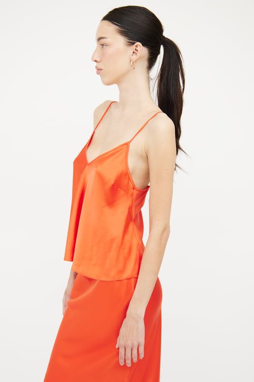 Cami NYC Orange Silk 2 Tank & Skirt Two Piece Set