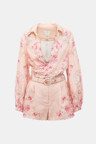 Camilla Linen Floral Embellished Set
