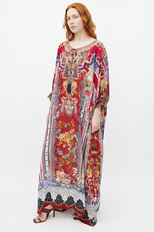 Camilla Red & Multicolour Print Silk Tunic
