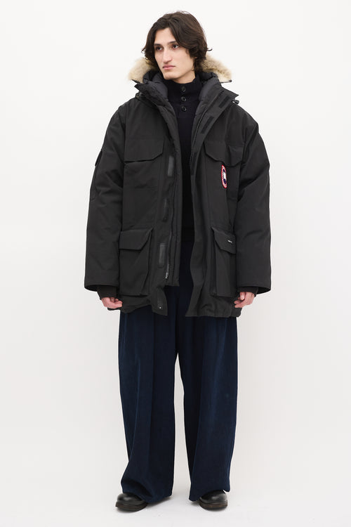 Canada Goose Black Down & Fur Trim Expedition Jacket