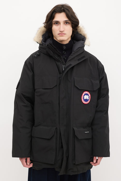 Canada Goose Black Down & Fur Trim Expedition Jacket