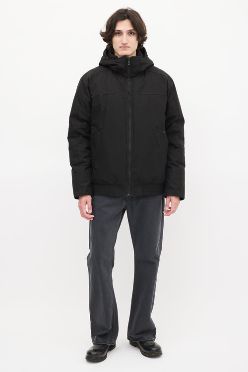 Canada Goose Black Down Hooded Bomber Jacket