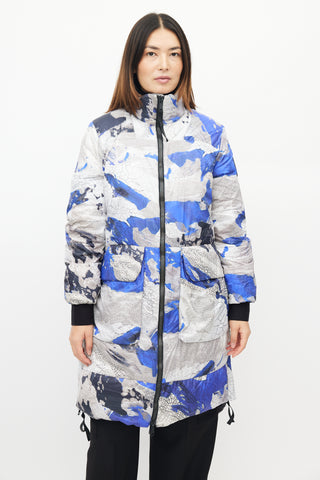 Canada Goose Blue & White Ockley Reversible Down Puffer