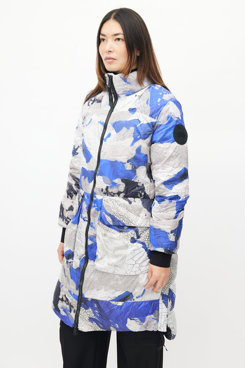 Canada Goose Blue & White Ockley Reversible Down Puffer
