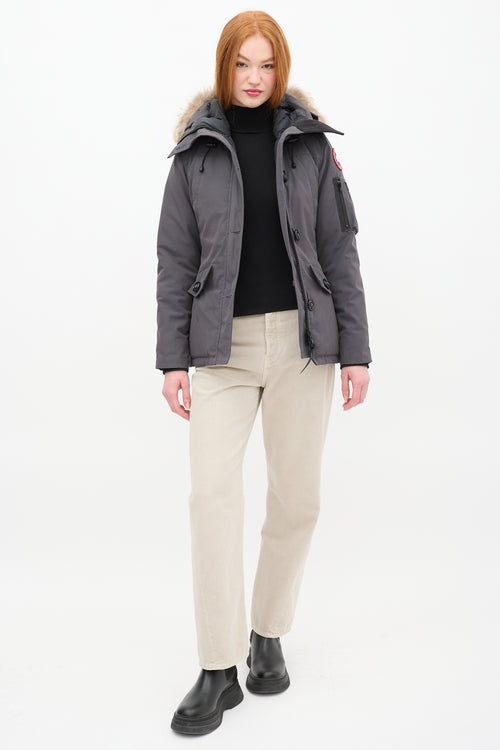 Canada Goose Dark Grey Montebello Down & Fur Hood Jacket