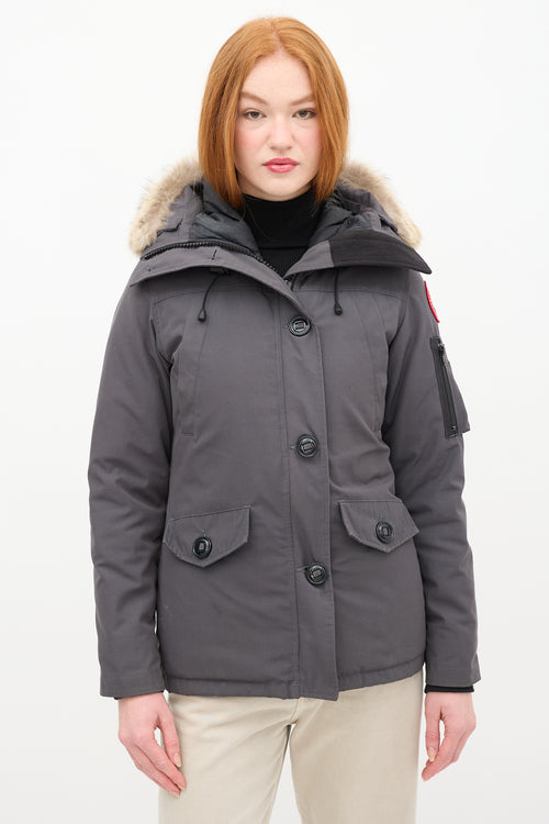 Canada Goose Dark Grey Montebello Down & Fur Hood Jacket