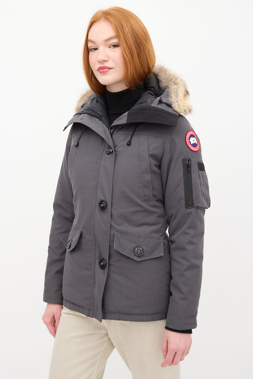 Canada Goose Dark Grey Montebello Down & Fur Hood Jacket