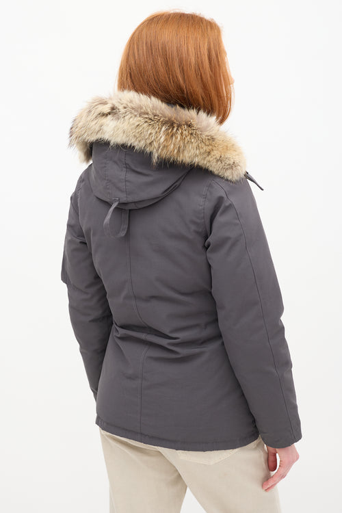 Canada Goose Dark Grey Montebello Down & Fur Hood Jacket