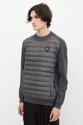 Canada Goose Grey Knit Puffer Reversible Hybridge Sweater