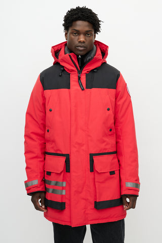 Canada Goose Red & Black Erickson Down Reflective Parka