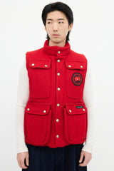 Canada Goose Red Down & Wool Cargo Pocket Vest