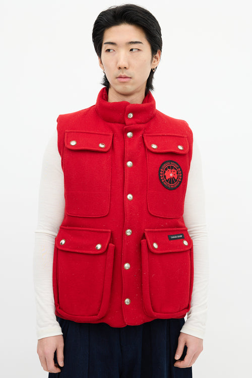 Canada Goose Red Down & Wool Cargo Pocket Vest