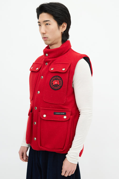 Canada Goose Red Down & Wool Cargo Pocket Vest