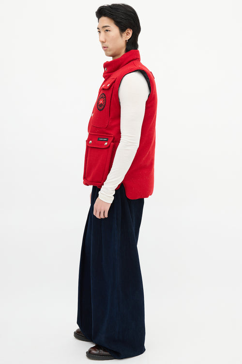 Canada Goose Red Down & Wool Cargo Pocket Vest