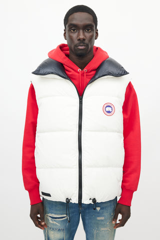 Canada Goose X Angel Chen White & Navy Bayan Reversible Down Vest