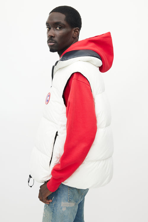 Canada Goose X Angel Chen White & Navy Bayan Reversible Down Vest