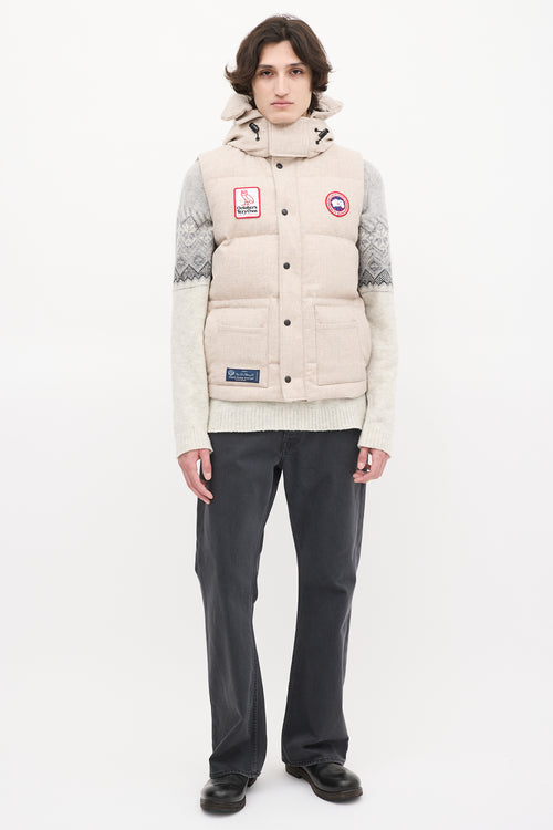 Canada Goose X OVO Beige Down & Wool Freestyle Vest