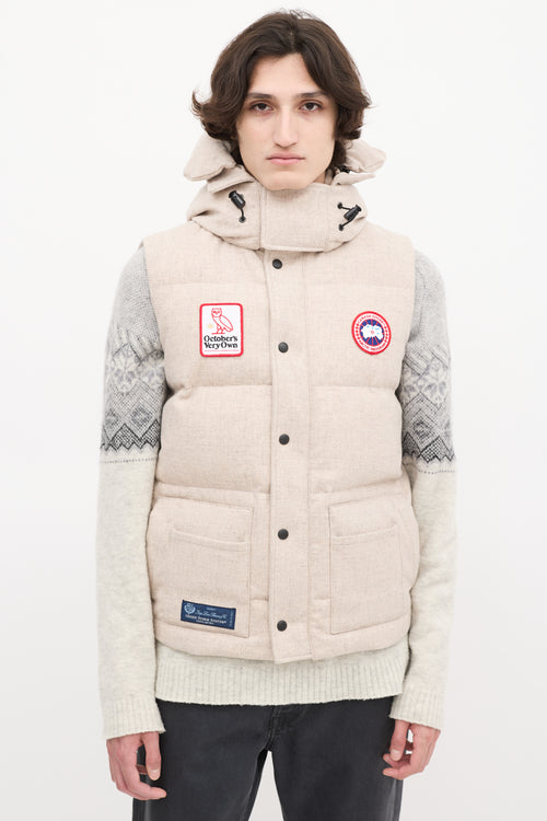 Canada Goose X OVO Beige Down & Wool Freestyle Vest