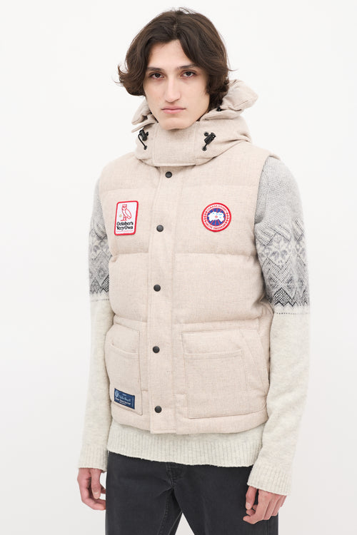 Canada Goose X OVO Beige Down & Wool Freestyle Vest