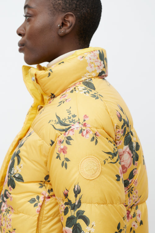 Canada Goose X Reformation Yellow & Multicolour Floral Reversible Down Jacket