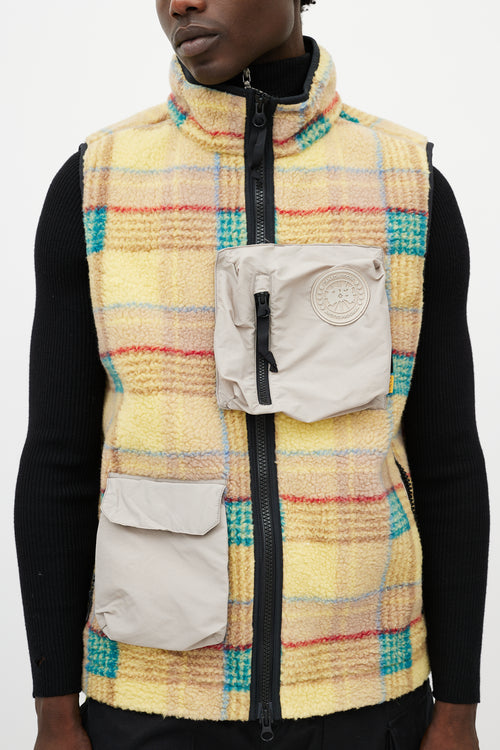 Canada Goose X Union Yellow & Multicolour Plaid Fleece Vest