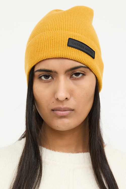 Canada Goose Yellow Ribbed Knit Beanie