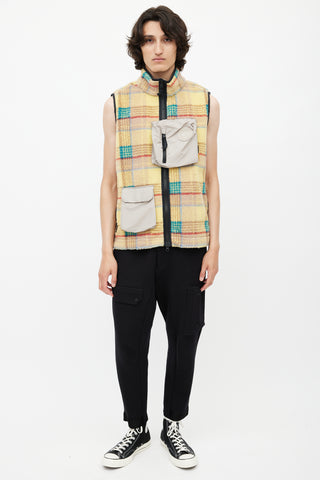 Canada Goose x Union Yellow & Multicolour Plaid Fleece Vest