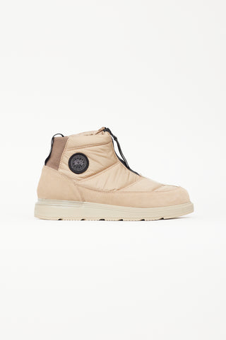 Canada Goose Beige & Brown Suede Puffer Ankle Boot