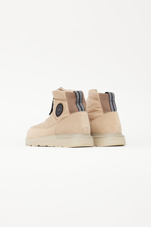 Canada Goose Beige & Brown Suede Puffer Ankle Boot