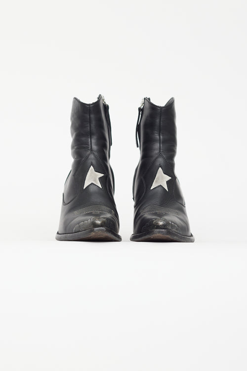 Golden Goose Black Leather Nora Cowboy Boot