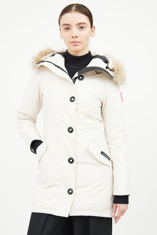 Canada Goose White Rossclair Parka Coat