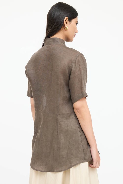 Capri Linen Pleated Top