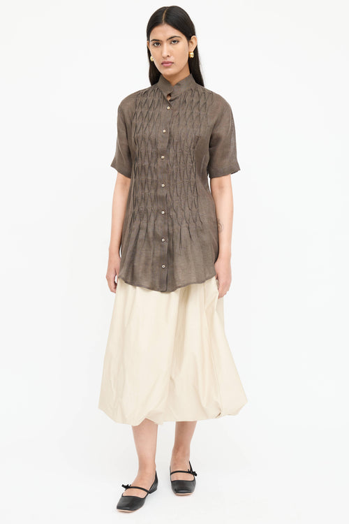 Capri Linen Pleated Top